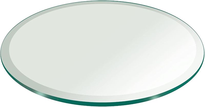 Photo 1 of 15" Inch Round Glass Table Top 3/8" Thick Tempered Beveled Edge by Fab Glass