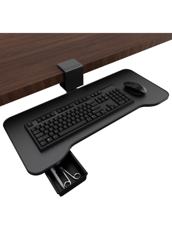 Photo 1 of Keyboard Tray Under Desk,360 Rotating Keyboard&Mouse Tray with Drawer 23.54'' x 9.8''in-