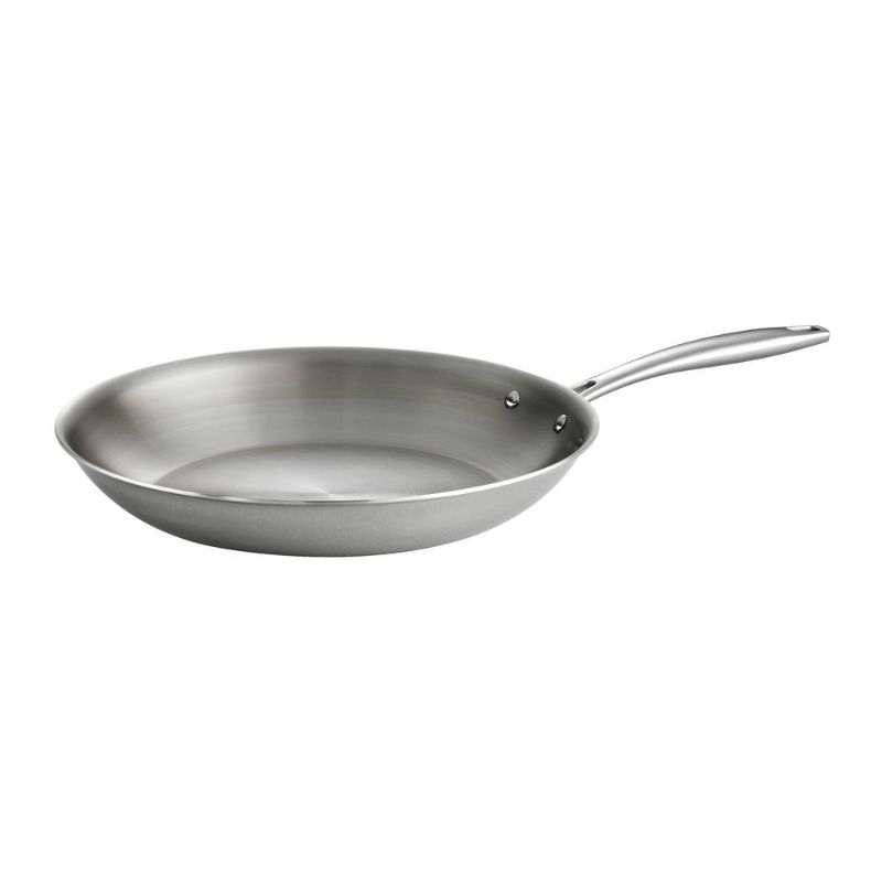 Photo 1 of 12 in. Stainless Steel Frying Pan, Silver