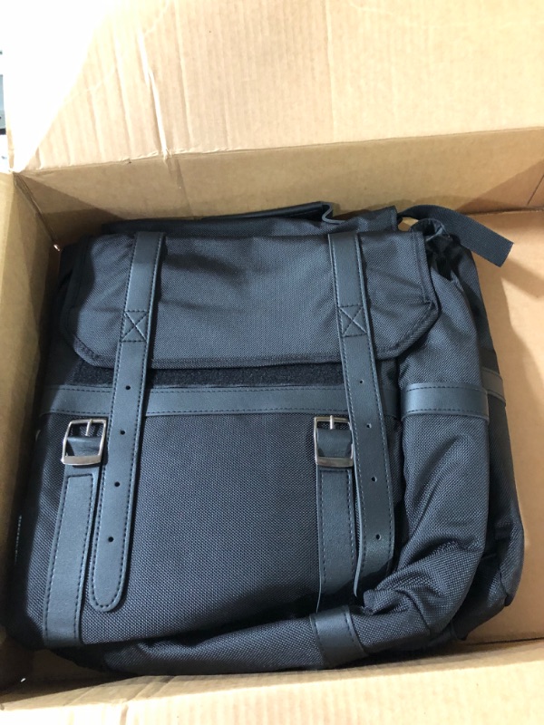 Photo 2 of Pedego Premium Bike Pannier w/Waterproof Rain Fly - Black w/Black Leather