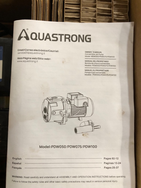 Photo 3 of (SEE NOTES) Aquastrong 3/4HP Shallow/Deep Well Jet Pump PDW100