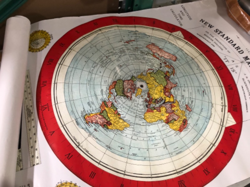 Photo 3 of Flat Earth Maps SET OF 2 MAPS- Flat Earth Map - 24" x 36" Gleason's New Standard Map Of The World | 24" x 18" Map of the Square and Stationary Earth by Orlando Ferguson (1)