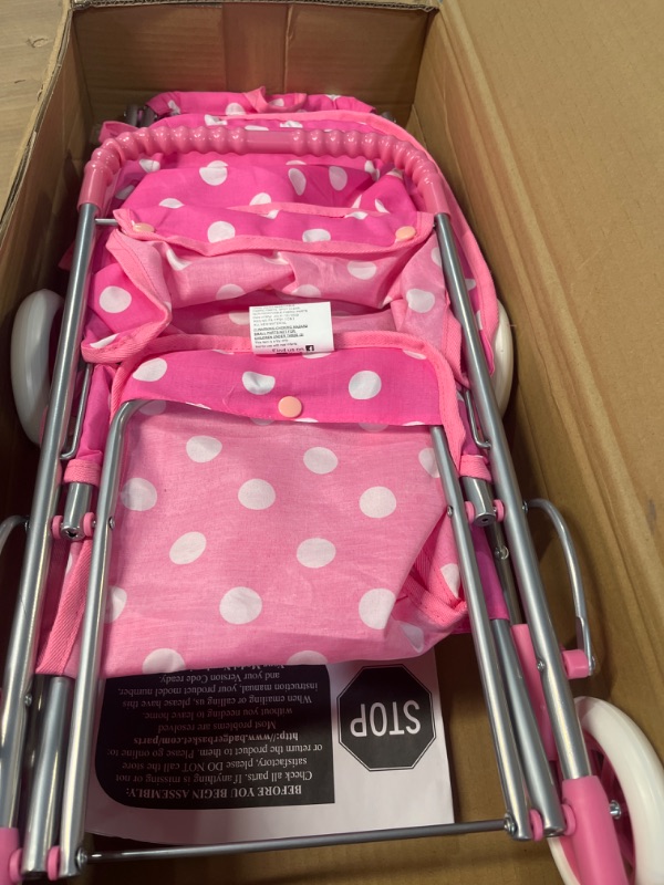 Photo 1 of Badger Basket Triple Doll Stroller - Pink Polka Dots