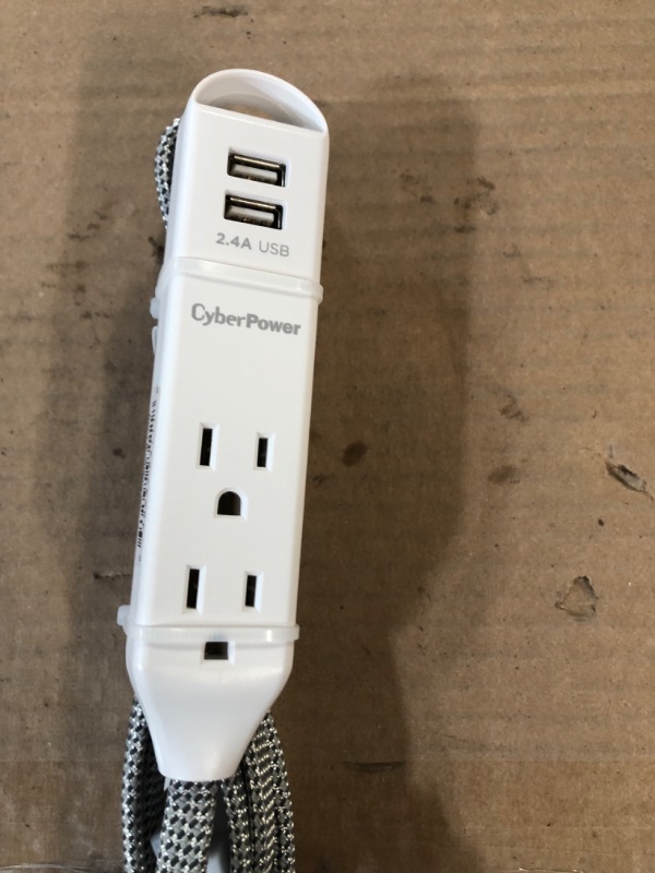 Photo 1 of Iron Forge Surge Protector Power Strip 3 Outlets with 2 USB Charging Ports Flat Plug 6 Ft Long Extension Cord 13A/1625W, ETL Listed - White 1 Pack