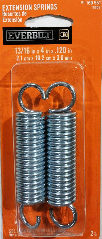 Photo 1 of 13/16 in. x 4 in. Zinc-Plated Extension Spring (2-Pack)