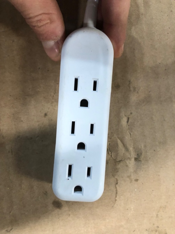 Photo 3 of [Notes] Cordinate Designer Mini 3-Outlet Power Strip, 18 In Braided Extension Cord, (2FT) White
