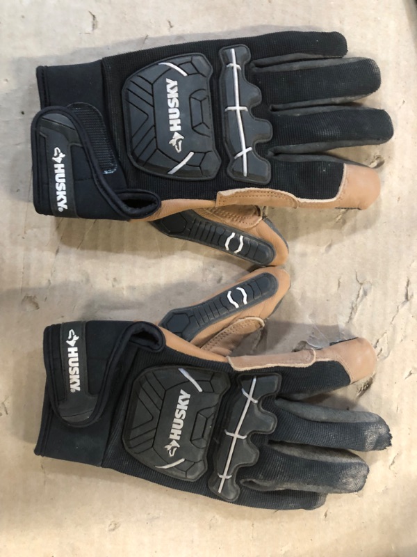 Photo 1 of Husky Large Grain Goatskin Leather Performance Impact Work Glove with Spandex Back
