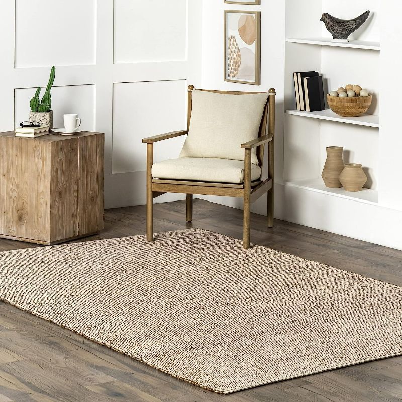 Photo 1 of [Notes] nuLOOM Handwoven Solid Elfriede Area Rug, 6' Square, Natural
