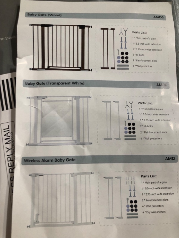 Photo 4 of Babelio Metal Baby Gate with Grey Wood Pattern, 29-40" Easy Install Pressure Mounted Dog Gate