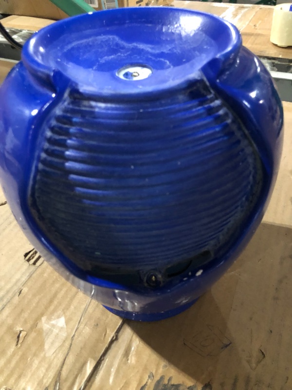 Photo 3 of (PARTS ONLY - NON-FUNCTIONAL) Pure Garden 50-LG1184 Jar Fountain with Electric Pump and LED Lights (Cobalt Blue)
