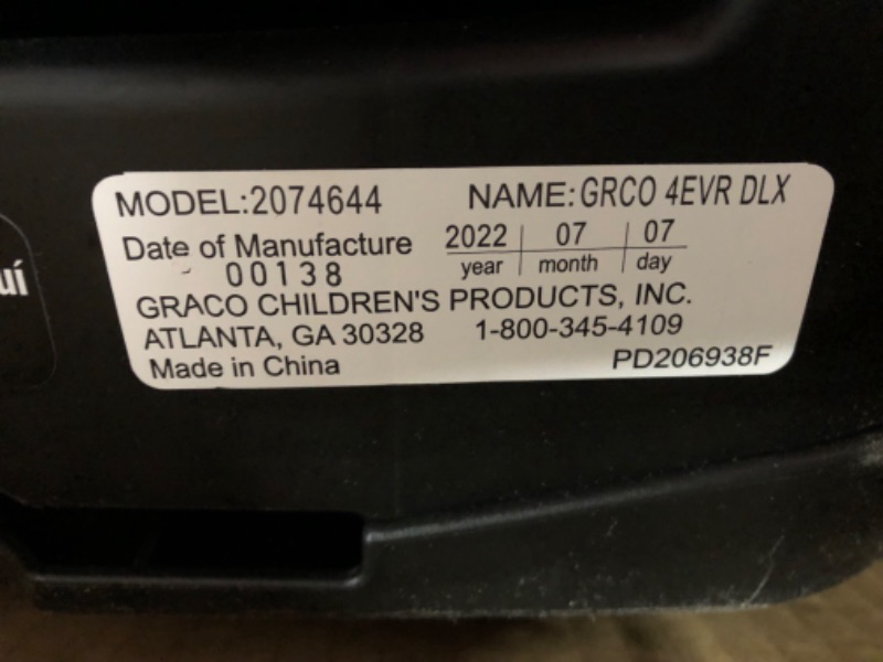 Photo 3 of **item has been used**signs of usage**may need to be cleaned**
Graco 4Ever DLX 4 in 1 Car Seat | Infant to Toddler Car Seat, with 10 Years of Use, Joslyn, 20x21.5x24 Inch DLX Joslyn