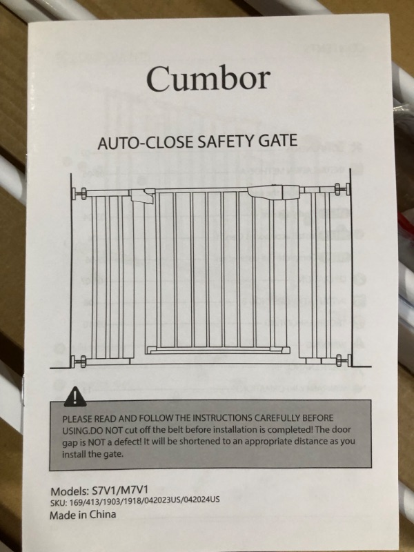 Photo 4 of Cumbor 36" Extra Tall Baby Gate for Dogs and Kids with Wide 2-Way Door, 29.7"- 46" Width, " Tall White