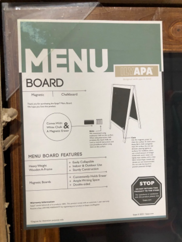 Photo 1 of Wooden A-Frame Sign with Eraser & Chalk - 40 x 20 Inches Magnetic Sidewalk Chalkboard 