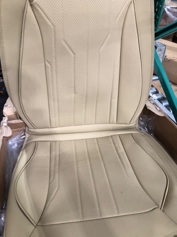 Photo 2 of AOOG Leather Car Seat Covers, Leatherette Automotive Seat Covers for Cars SUV Pick-up Truck, Full Set Full Set BEIGE