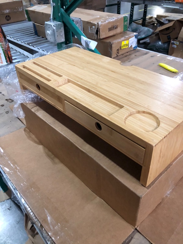 Photo 1 of Kirigen Wood Monitor Stand with 2 Drawers