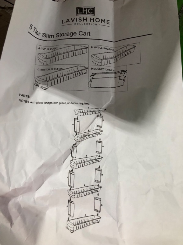 Photo 3 of ** FOR PARTS** Mobile Shelving Unit Organizer with 5 Large Storage Baskets, Slim Slide Out Pantry Rack for Narrow Spaces by Everyday Home