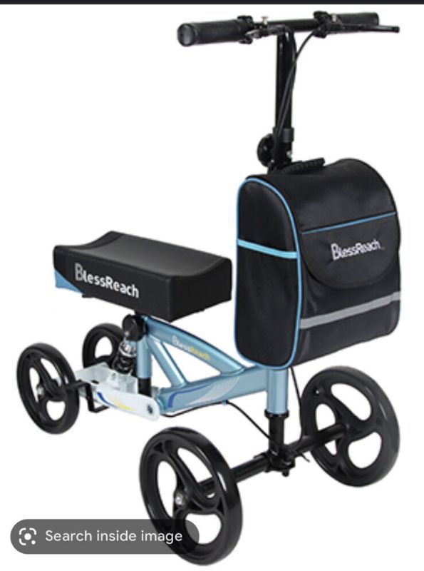 Photo 1 of **PARTS ONLY, BRAKES NON-FUNCTIONAL** BlessReach Economy Knee Scooter, Steerable Knee Walker (Blue)