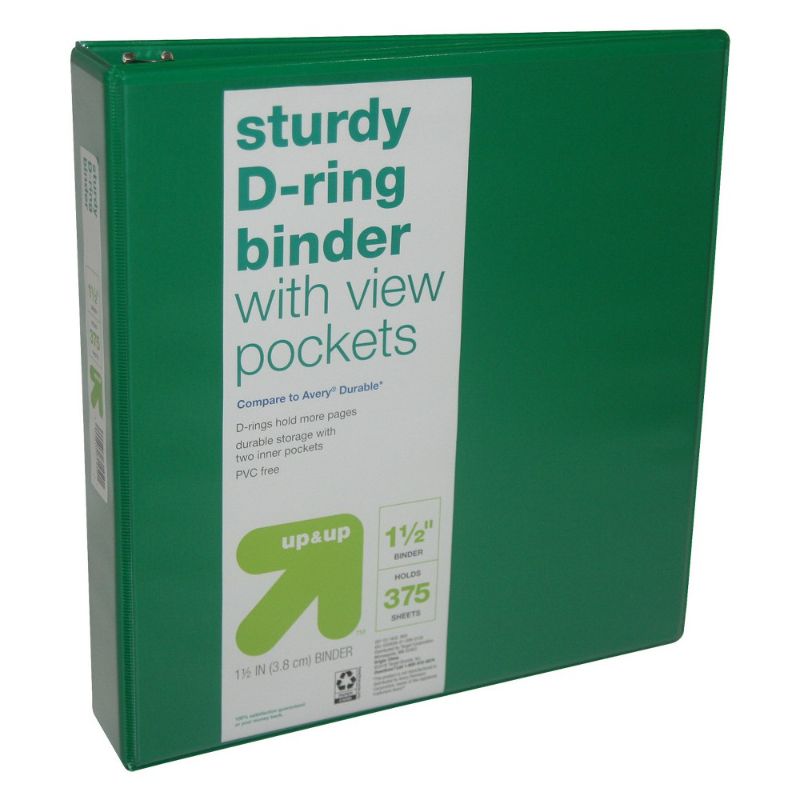 Photo 1 of 1.5" 3 Ring Binder Clear View Green - up & up™11 PACK