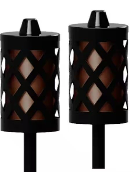 Photo 1 of Black Metal Lattice Outdoor Torch (2-Pack)