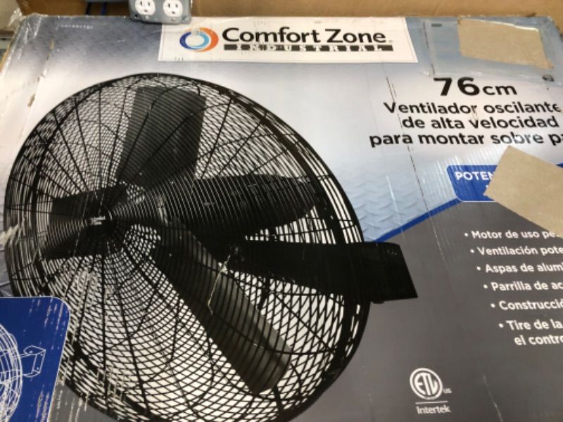 Photo 3 of **USED**
Comfort Zone CZHVW30EX 30” 2-Speed Oscillating High Velocity Industrial Wall Fan