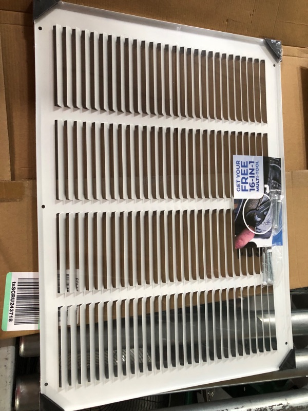 Photo 3 of 20"w X 14"h Steel Return Air Grilles - Sidewall and Ceiling - HVAC Duct Cover - White [Outer Dimensions: 21.75"w X 15.75"h] 20 X 14 White