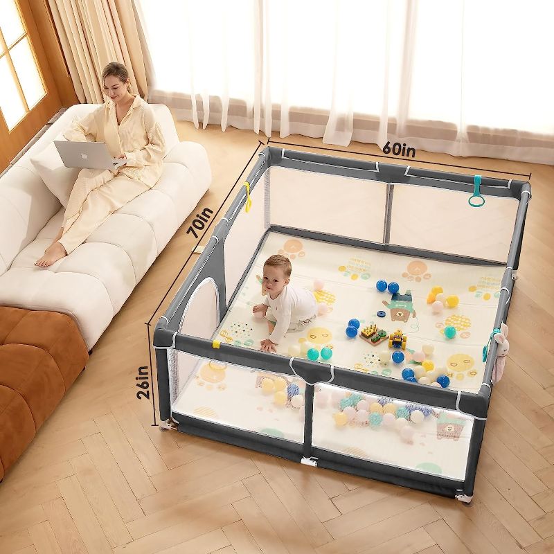 Photo 1 of Baby Playpen with Mat, 79"x59" Extra Large Playpen for Babies and Toddlers