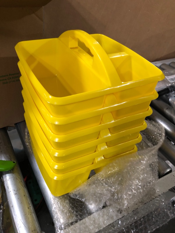 Photo 2 of Yellow Portable Plastic Storage Caddy 6-Pack for Classrooms, Kids Room, and Office Organization, 3 Compartment