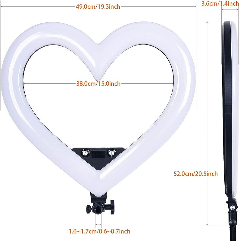 Photo 1 of Heart Shaped Ring Light with Stand 19-Inch Seven-Color Dimming Led Heart Ring Light 360° Rotatable Floor lamp for Anchor Live Broadcast Fill Light