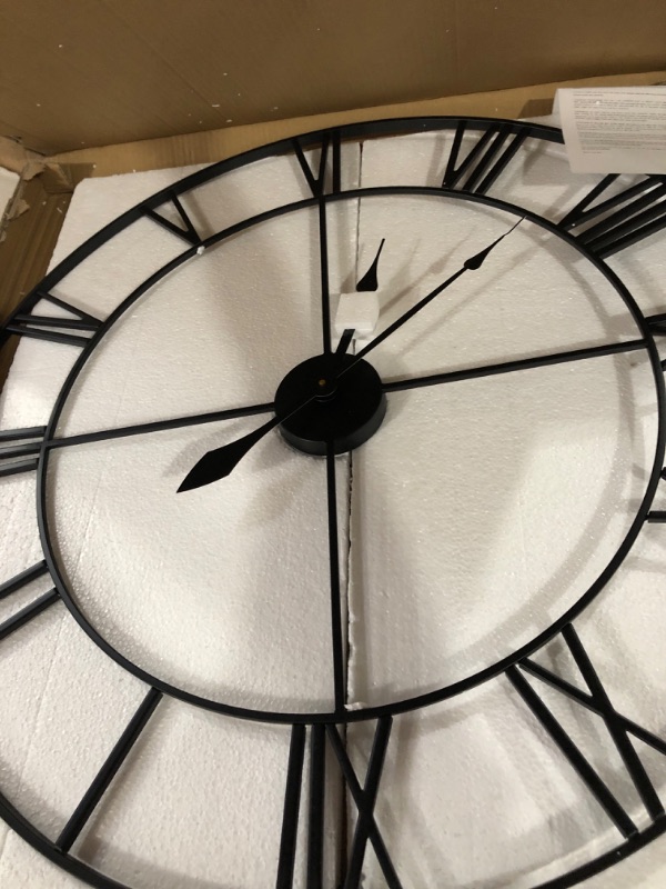 Photo 1 of 1st owned Large Wall Clock for Living Room Decor Silent Non-Ticking Decorative Wall Clock Roman Numerals Vintage Battery Operated for Kitchen Farmhouse Cafe Office Decor (Black, 32 Inches) Black 32inch