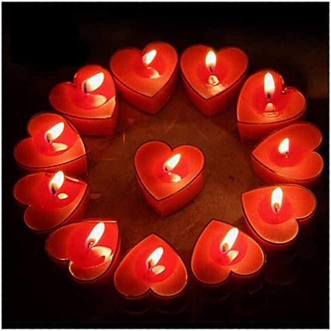 Photo 1 of *STOCK PHOTO FOR REFERENCE* Candles, 12 Pcs Sweet Romantic Love Heart Shaped Floating Candle for Home Decorations Wedding Birthday Party Celebrations (Red)