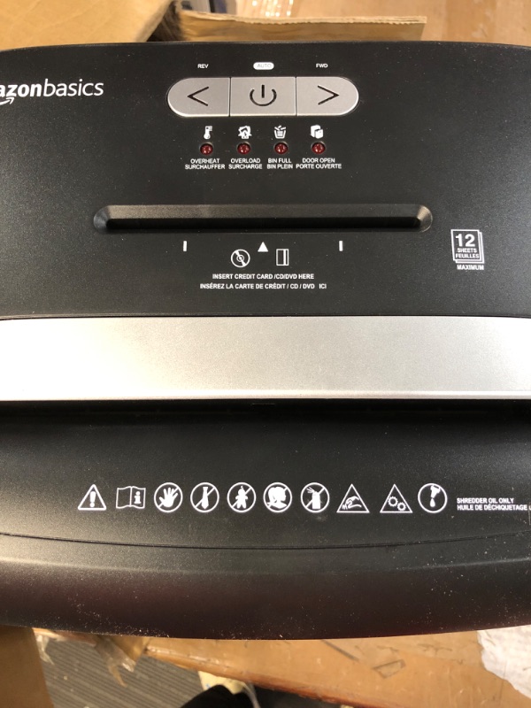 Photo 1 of Amazon Basics 8-Sheet Cross Cut Paper Shredder and Credit Card Shredder with 4.1 Gallon Bin 8 Sheet Shredder