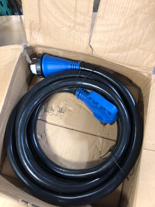 Photo 3 of 50 Amp Generator Cord and Power Inlet Box, 15FT Generator Cords 50 Amp,125V/250V Generator Power Cord NEMA14-50P/SS2-50R Twist Lock Connector 15FT Black+Blue