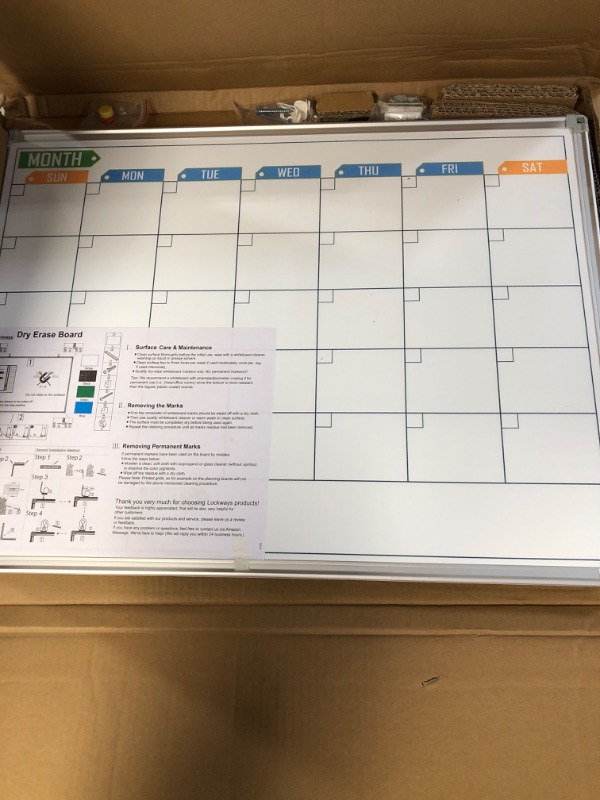 Photo 2 of Monthly Dry Erase Calendar Whiteboard for Wall, 24" x 18" Magnetic White Board Calendar Dry Erase, 