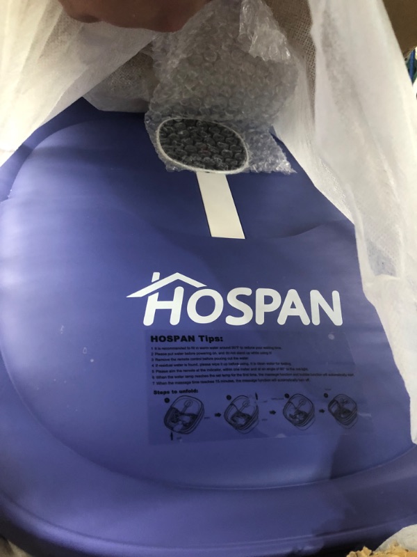 Photo 1 of HOSPAN (2022.8 Upgrade Collapsible Foot Spa Electric Rotary Massage, Foot Bath with Heat, Bubble, Remote, and 24 Motorized Shiatsu Massage Balls. Pedicure Foot Spa for Feet Stress Relief - FS02A Blue