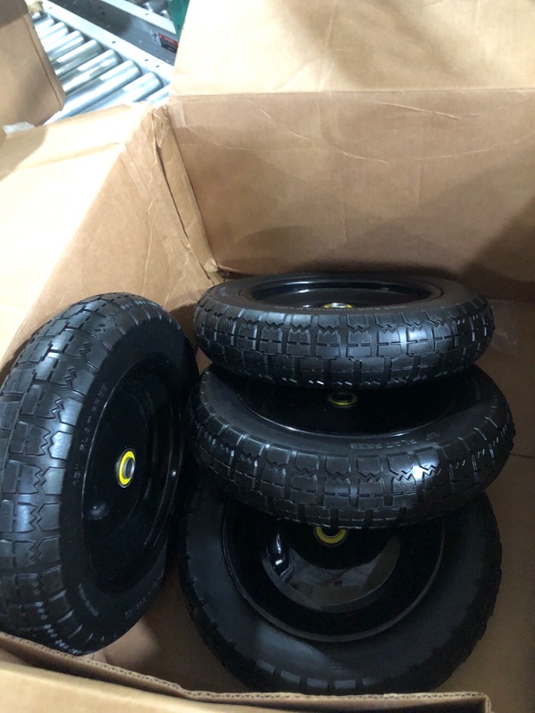 Photo 2 of (4-Pack) 13‘’ Tire for Gorilla Cart - Solid Polyurethane Flat-Free Tire and Wheel Assemblies - 3.15” Wide Tires with 5/8 Axle Borehole and 2.1” Hub 13“ Wheels -4 Pack