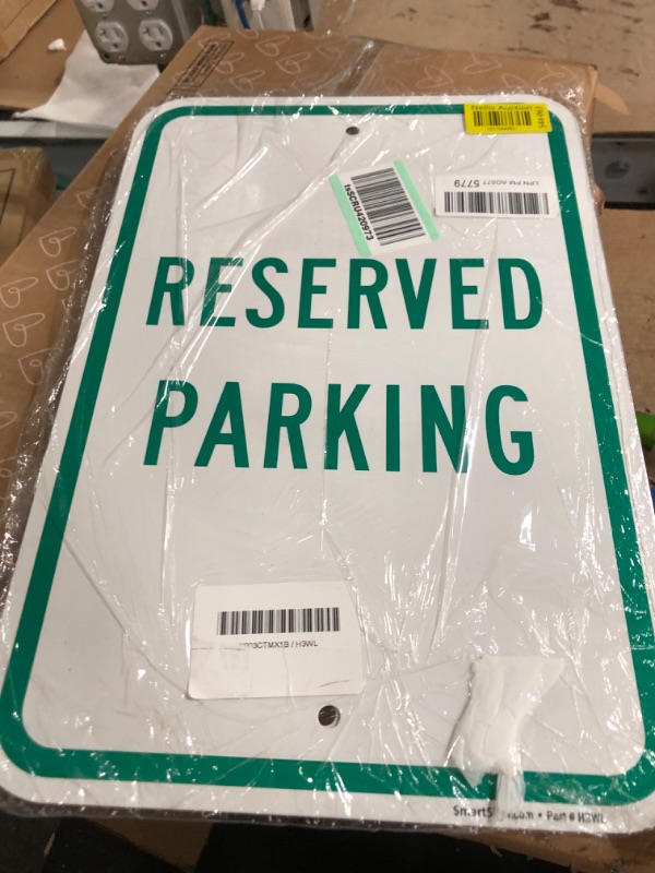 Photo 2 of SmartSign Reserved Parking Sign - 2 Pack, 18 x 12 inch, 2mm Thick Aluminum Composite, Pre-Drilled Holes, Green and White ACM 