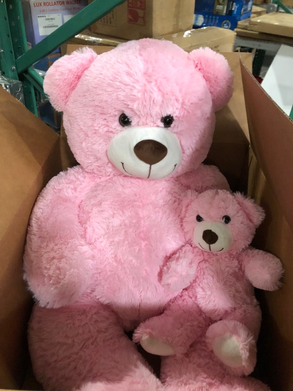 Photo 2 of MorisMos Giant Teddy Bear Stuffed Animals, Soft Big Mommy and Baby Bear, Pink Stuffed Bear 