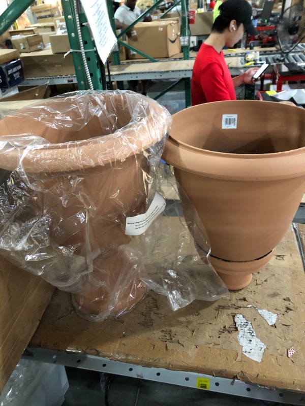 Photo 3 of Glitzhome Oversized Tall Urn Planter, 2-Piece Set for Outdoor Indoor Patio Garden, Orange Orange 21.5" H1017544133
