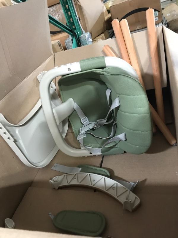 Photo 2 of 3-in-1 Convertible Wooden High Chair, Green Color