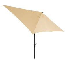 Photo 1 of 10 ft. Aluminum Market Auto Tilt Patio Umbrella in Oatmeal