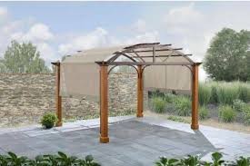 Photo 1 of 10 ft. x 12 ft. Longford Wood Outdoor Patio Pergola with Sling Canopy *STOCK PHOTO SIMILAR* (1OF2)