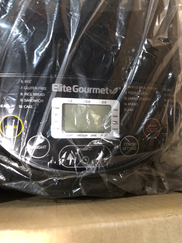 Photo 2 of Elite Gourmet Gourmet 2lb Programmable Black Bread Maker

