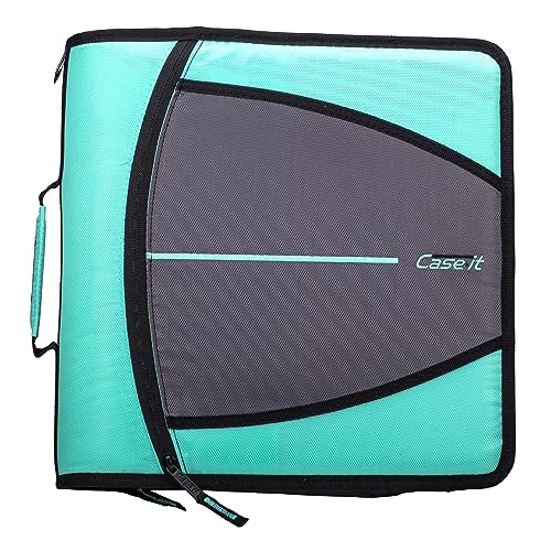 Photo 1 of Case-it the Mighty Zip Tab Zipper Binder - 3 Inch O-Rings - 5 Color Tab Expanding File Folder - Multiple Pockets - 600 Page Capacity - Includes Should
