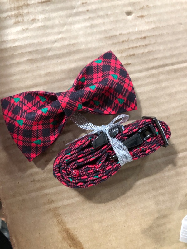 Photo 1 of Lionet Paws Christmas Dog Collar with Bowtie, Dog Bowtie Collar with Metal Buckle for Dogs, Adjustable Comfortable Dog Collar Girl Boy Gift, S, Neck 10-16 in