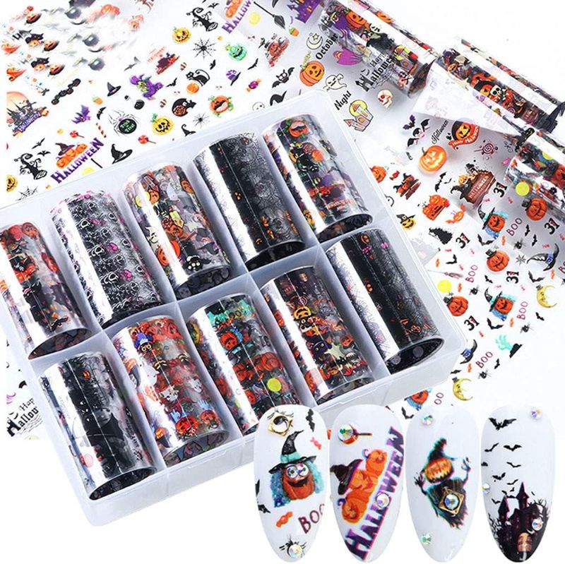 Photo 1 of 10 Colors Halloween Nail Art Foils Nail Transfer Stickers (2PACK)