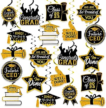 Photo 1 of 30 Pieces Graduation Hanging Swirls Decorations 2023 (4PACKS)