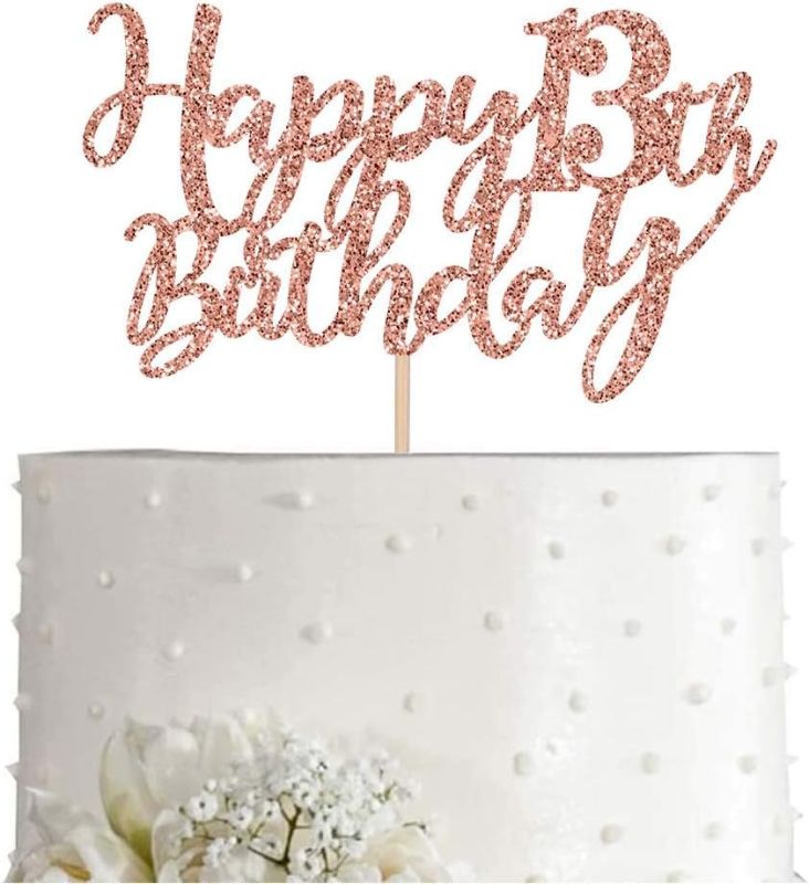 Photo 1 of  Gold Glitter Happy 13th Birthday Cake Topper (5PACK)