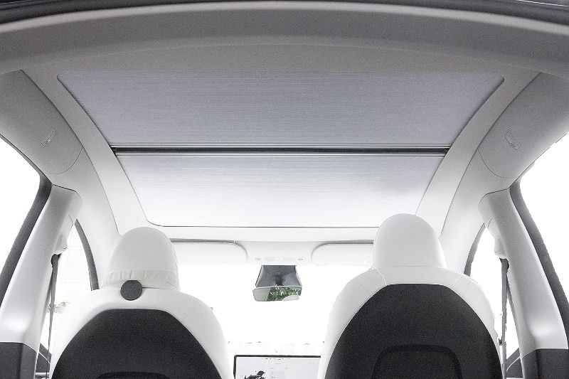 Photo 1 of Fit Tesla Model Y Sun Shades Glass Roof Sunshade Front & Rear Window Shade with UV and Heat Reflective Film for Tesla Model Y Accessories 2020 2021 2022(Grey)