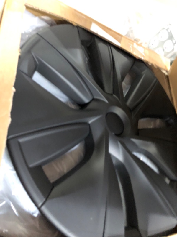 Photo 3 of (USED/Minor Damage) KIKIMO 4PCS Tesla Model Y Wheel Cover Hubcap 19 Inch, Matte Black Tesla Model Y Hubcaps, 