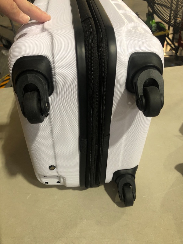 Photo 1 of (USED/MISSING WHEEL) Samsonite Omni PC Hardside Expandable Luggage with Spinner Wheels, Carry-On 20-Inch, White Carry-On 